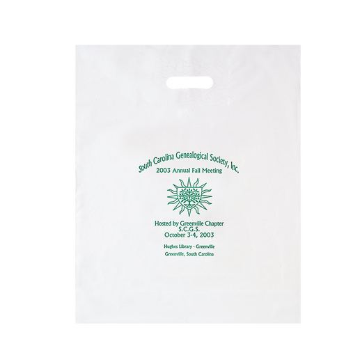 Custom Printed Patch Handle Reinforced Die Cut Plastic Bag (16"x18"x4") - Flexo Ink - 12PH1618-FI